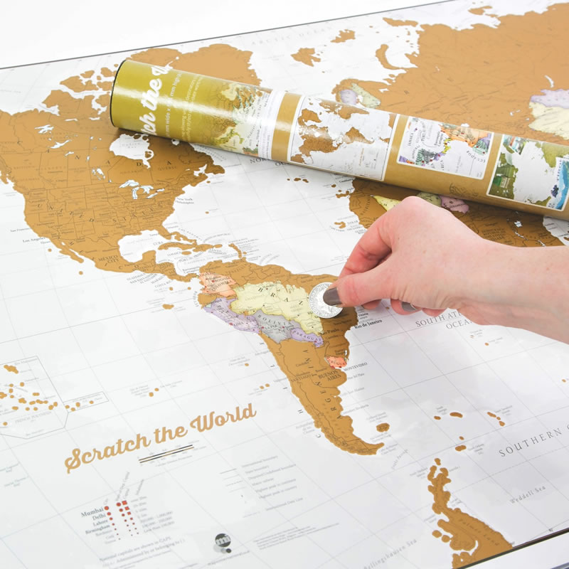 immagine di mappa murale mappa murale Planisfero da grattare! (Scratch Off World Map) - Gratta e Scopri il Mondo - mappa murale personalizzabile con cartografia di alta qualità, dettagliata e aggiornata - il regalo ideale per appassionati di viaggi - 84 x 60 cm - edizione Dicembre 2024