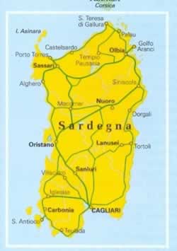 immagine di mappa stradale regionale mappa stradale regionale Sardegna - mappa plastificata