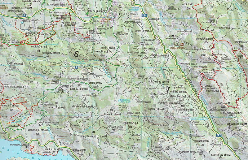 immagine di mappa topografica mappa topografica Sardegna centrale - con Nuoro, Oristano, Dorgali, Laconi, Baunei - set di 4 mappe escursionistiche Kompass n.2498 - con sentieri numerati per il trekking e mountain-bike, con spiagge, agriturismi, luoghi panoramici, tipi di vegetazione, rilievi e altimetrie, sorgenti, grotte, parchi e riserve naturali - mappe compatibili con GPS - EDIZIONE 2024