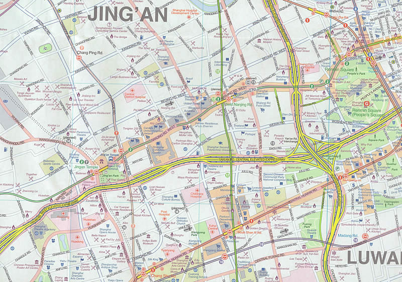 immagine di mappa di città mappa di città Shanghai - mappa della città con indice delle strade, linee e fermate della metropolitana - con mappa stradale della Cina del Sud-Est e regione di Shanghai