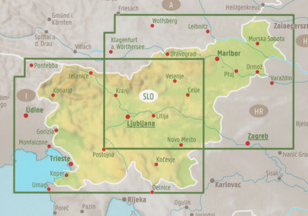 immagine di mappa stradale mappa stradale Slovenia / Slowenien / Slovenija - con Lubiana, Maribor, Kranj, Capodistria, Celje, Novo Mesto, Domžale, Nova Gorica, Velenje, Slovenska Bistrica, Kamnik - Edizione 2024