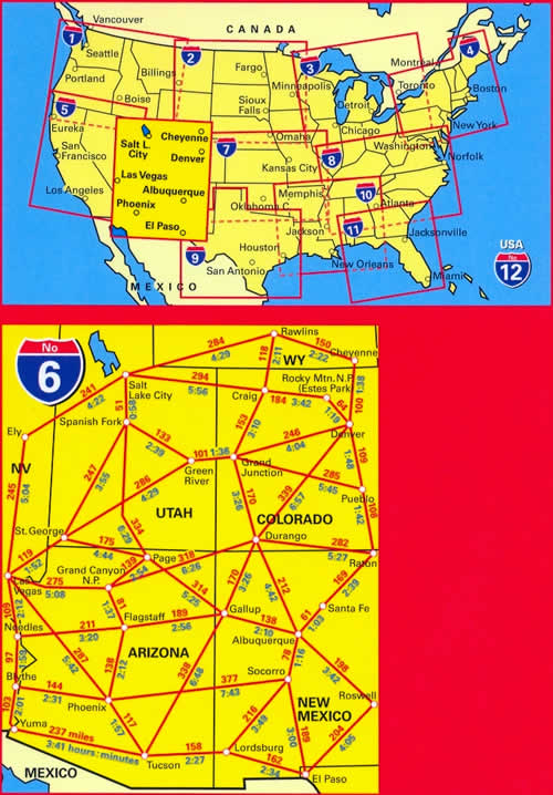 immagine di mappa stradale mappa stradale n.06 - USA SouthWest - con Southern Rockies, Canyon Country, Grand Canyon, Arizona, Bryce, Colorado, Indian Country, Zion, Arches, Mesa Verde - con cartografia aggiornata, dettagliata e facile da leggere + guida stradale - EDIZIONE Settembre 2024