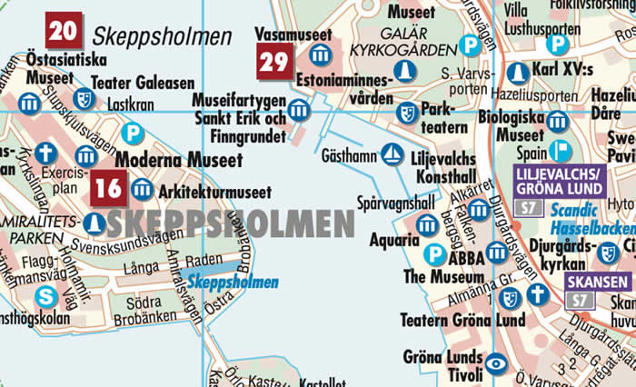 immagine di mappa di città mappa di città Stoccolma / Stockholm - con dettaglio del centro storico, Gamla Stan e dintorni - mappa della città plastificata, impermeabile, scrivibile e anti-strappo - dettagliata e facile da leggere, con trasporti pubblici, attrazioni e luoghi di interesse - Edizione Dicembre 2023