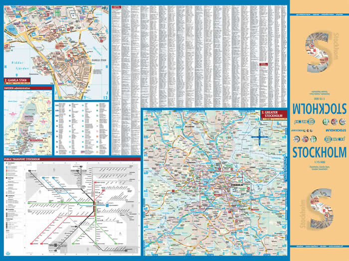 immagine di mappa di città mappa di città Stoccolma / Stockholm - con dettaglio del centro storico, Gamla Stan e dintorni - mappa della città plastificata, impermeabile, scrivibile e anti-strappo - dettagliata e facile da leggere, con trasporti pubblici, attrazioni e luoghi di interesse - Edizione Dicembre 2023