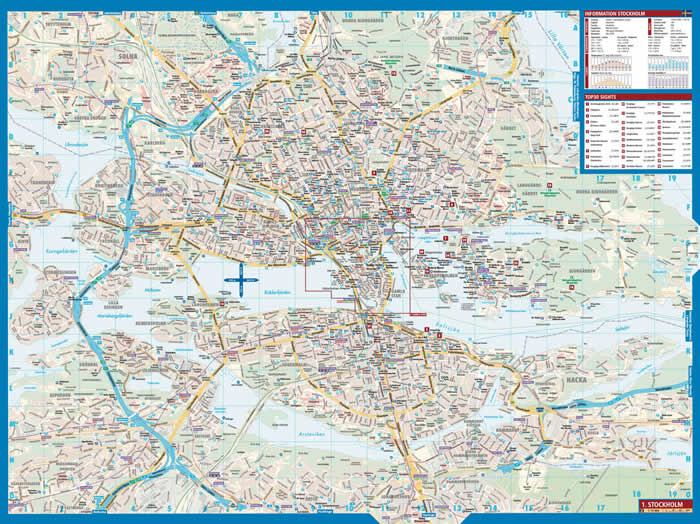 immagine di mappa di città mappa di città Stoccolma / Stockholm - con dettaglio del centro storico, Gamla Stan e dintorni - mappa della città plastificata, impermeabile, scrivibile e anti-strappo - dettagliata e facile da leggere, con trasporti pubblici, attrazioni e luoghi di interesse - Edizione Dicembre 2023