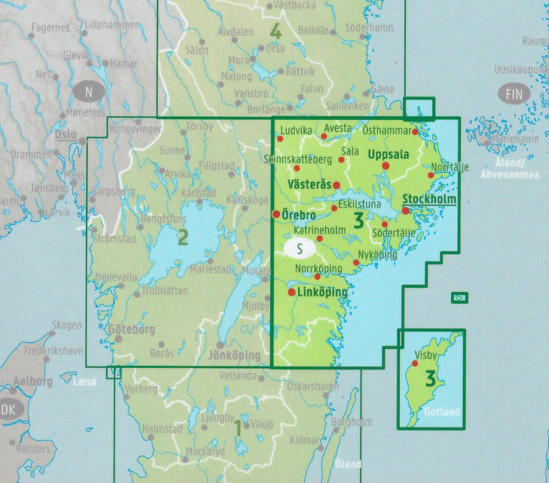 immagine di mappa stradale mappa stradale Svezia Centro-SudEst - Stoccolma/Stockholm, Uppsala, Linköping - mappa stradale - EDIZIONE 2024