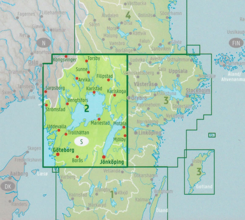 immagine di mappa stradale mappa stradale Svezia Centro-SudOvest - Göteborg, Vänersee, Karlstad - mappa stradale - EDIZIONE 2024