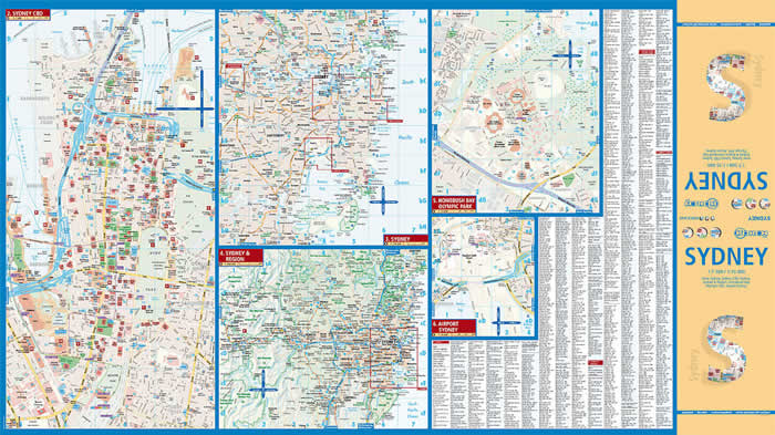 immagine di mappa di città mappa di città Sydney - mappa della città plastificata, impermeabile, scrivibile e anti-strappo - dettagliata e facile da leggere, con trasporti pubblici, attrazioni e luoghi di interesse - nuova edizione