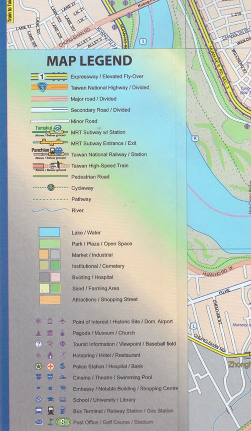 immagine di mappa stradale mappa stradale Taiwan - mappa stradale, con la mappa di città di Taipei, con linee dei trasporti e attrazioni turistiche - EDIZIONE Dicembre 2024