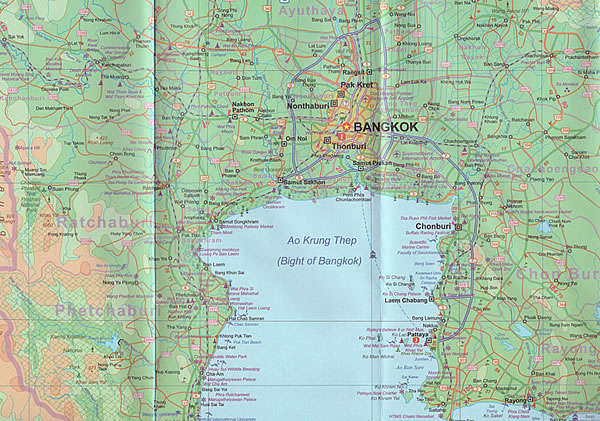 immagine di mappa stradale mappa stradale Thailand (Thailandia/Tailandia) - con Bangkok, Pattaya, Chiang Mai - mappa plastificata - con spiagge, parchi naturali e luoghi panoramici - nuova edizione