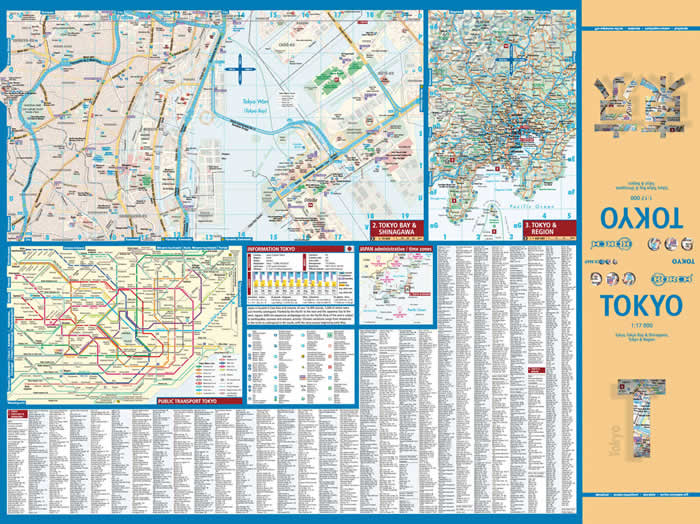 immagine di mappa di città mappa di città Tokyo - con Tokyo Bay e Shinagawa - mappa della città plastificata, impermeabile, scrivibile e anti-strappo - dettagliata e facile da leggere, con trasporti pubblici, attrazioni e luoghi di interesse - Edizione Dicembre 2023