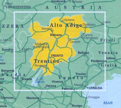 immagine di mappa stradale regionale mappa stradale regionale Trentino Alto Adige - nuova edizione