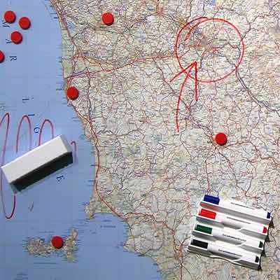 immagine di mappa murale mappa murale Trentino Alto Adige - Mappa Magnetica su pannello in Metallo (scrivibile o per l'applicazione di calamite) + Kit Lavagna Magnetica