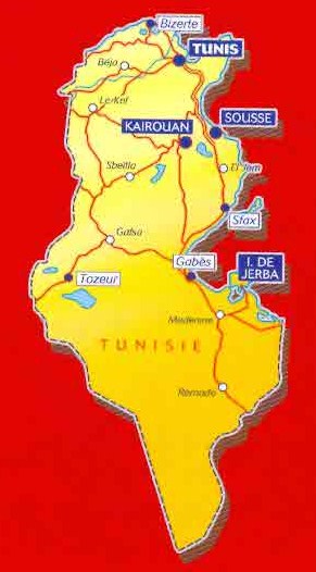 immagine di mappa stradale mappa stradale n.744 - Tunisia - con Tunis, Isola di Jerba, Tozeur, Kairouan, Sousse