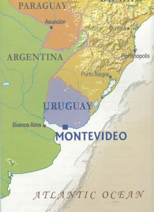 immagine di mappa stradale mappa stradale Uruguay - mappa stradale - con mappa della città di Montevideo - EDIZIONE Dicembre 2024