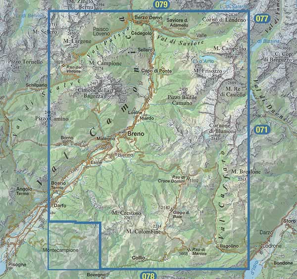 immagine di mappa topografica mappa topografica n.081 - Val Camonica, Breno, Val Caffaro, Val di Saviore, Boario Terme - con reticolo UTM compatibile con GPS - impermeabile, antistrappo, plastic-free, eco-friendly - EDIZIONE Dicembre 2023