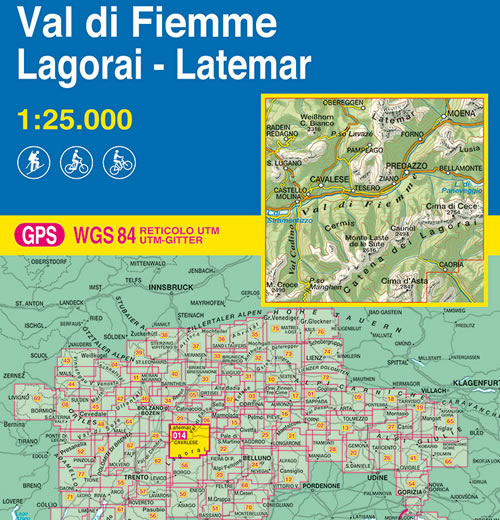 immagine di mappa topografica mappa topografica n.014 - Val di Fiemme, Lagorai, Latemar - con Catena dei Lagorai, Cima d'Asta, Cima di Cece, Cermis, Val Cadino, M. Laste, Passo Manghen, Castello Molina, Cavalese, S. Lugano, C. Bianco, Passo Lavazé, Latemar, Forno, Moena, Bellamonte, Lusia, Caoria - con reticolo UTM compatibile con GPS - edizione 2024