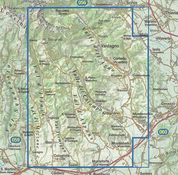 immagine di mappa topografica mappa topografica n.083 - Val d'Illasi, Valle dell'Agno, Valle del Chiampo, Val d'Alpone - con Valdagno, Cornedo Vicentino, Recoaro Terme, Catena delle Tre Croci, Val di Mezzane, Val Tremigna, Soave, Arzignano, Montebello Vicentino - con reticolo UTM per GPS - impermeabile, antistrappo, plastic-free, eco-friendly - EDIZIONE 2025