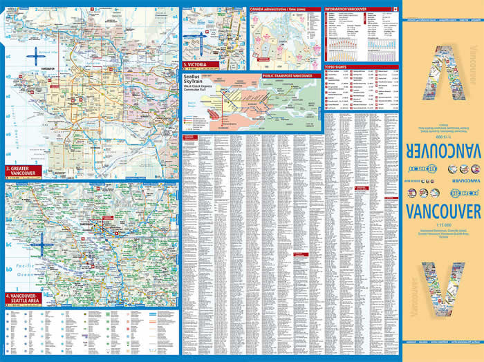 immagine di mappa di città mappa di città Vancouver - mappa della città plastificata, impermeabile, scrivibile e anti-strappo - dettagliata e facile da leggere, con trasporti pubblici, attrazioni e luoghi di interesse - nuova edizione