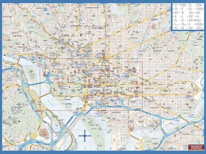 immagine di mappa di città mappa di città Washington DC - con Washington Downtown, The Mall, Alexandria e dintorni - mappa della città plastificata, impermeabile, scrivibile e anti-strappo - dettagliata e facile da leggere, con trasporti pubblici, attrazioni e luoghi di interesse - nuova edizione