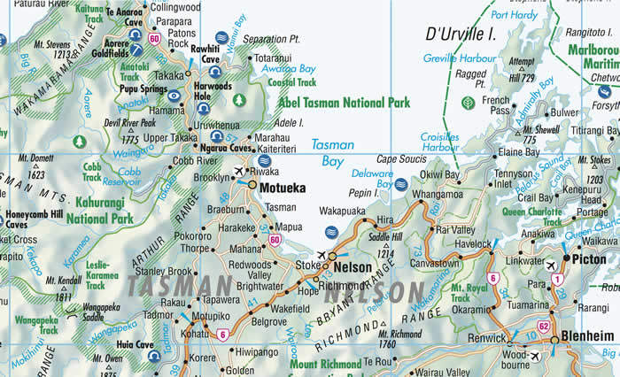 immagine di mappa stradale mappa stradale Nuova Zelanda / New Zealand - mappa plastificata - con Auckland, Wellington, Rotorua, Christchurch, Nelson, Queenstown, Dunedin