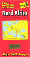 mappa stradale Nord Africa - con Algeria, Marocco, Tunisia, Sud Italia, Spagna e isole - edizione 2013