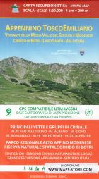 mappa n.20 Appennino Tosco Emiliano Versanti Media Valle del Serchio e Modenese Garfagnana, Val di Lima, Lago Santo, Orrido Botri, Barga, Bagni Lucca, Castelnuovo, Coreglia, Borgo a Mozzano, Gallicano, Fosciandora, Monte Giovo, Albano, Alpe San Pellegrino, Tre Potenze con sentieri CAI comunali, percorsi MTB, rifugi carta dei compatibile GPS 2024