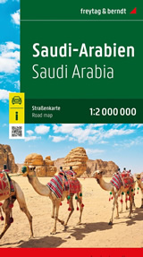 mappa stradale Arabia Saudita - con Qatar, Emirati Arabi Uniti, Oman, Yemen, Kuwait - con Riyad, La Mecca, Gedda, Qatif, Sakaka, Tabūk, Al-Madina, Al Hufuf, Buraydah, Al Khamasin - EDIZIONE 2024