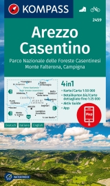 mappa n.2459 Arezzo, Casentino, Parco Nazionale Foreste Casentinesi, Monte Falterona, Campigna, Cortona, Bibbiena, S. Savino, Loro Ciuffenna, Chiusi Verna, Anghiari, Castiglion Fiorentino, Sansepolcro plastificata, compatibile con GPS 2024