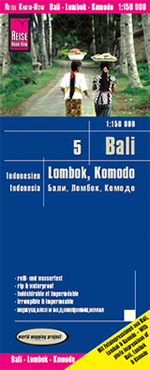 mappa Bali, Lombok, Komodo con Denpasar, Nusa Penida, Mataram, Praya, Selong impermeabile e antistrappo