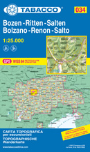 mappa n.034 Bolzano, Renon, Salto / Bozen, Ritten, Salten con reticolo UTM compatibile sistemi GPS 2021