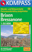 mappa topografica n.56 - Bressanone / Brixen - con Val Pusteria, Badia, Funes, Sciaves, Sterzing/Vipiteno, Bruneck/Brunico, Monti Sarentini