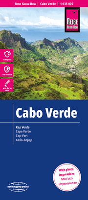 mappa Capo Verde con Santo Antão, São Vicente, Nicolau, Ilha do Sal, Boa Vista, Maio, Santiago, Fogo impermeabile e antistrappo 2022