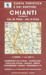 mappa Chianti n.512 con sentieri CAI Val di Pesa, d' Elsa, Greve, Radda, Tavarnelle, Gaiole, Poggibonsi 2023