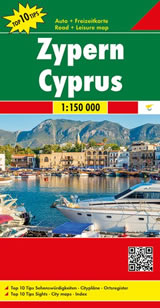 mappa Cipro stradale con spiagge, luoghi panoramici, parchi e riserve naturali 2022