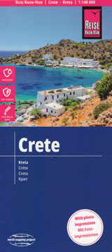 mappa Creta stradale ed con sentieri, spiagge, luoghi panoramici, siti archeologici impermeabile e antistrappo 2023
