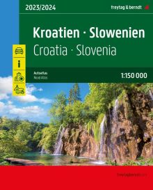 atlante Croazia, Slovenia atlante stradale a spirale con percorsi panoramici, campeggi, parchi e riserve naturali, mappe di città 2024