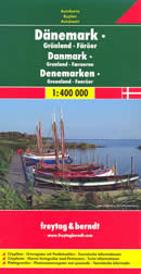 mappa stradale Danimarca - con Copenaghen, Groenlandia, Isole Faeroes, Odense, Arhus, Esbjerg, Aalborg, Nuuk, Torshavn