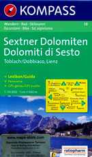 mappa topografica n.58 - Dolomiti di Sesto / Sexter Dolomiten, Dobbiaco / Toblach, Lienz, Sillian, St. Maddalena, Villgrater/Berge, Alpi Carniche, Cadini di Misurina, Auronzo di Cadore, Sappada, Cima Dodici - compatibile con GPS + mappa panoramica - nuova edizione