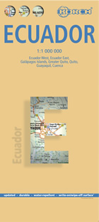 mappa stradale Ecuador - con isole Galapagos, Gran Quito, Guayaquil, Cuenca, Ingapirca - mappa plastificata