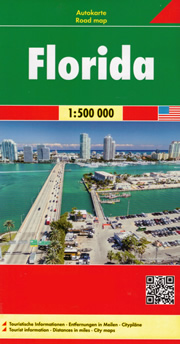 mappa stradale Florida - con Miami, Tampa, Key West, Orlando, Pensacola - EDIZIONE 2024