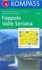 mappa topografica n.104 - Foppolo, Valle Seriana, San Pellegrino Terme, Marone, Vilminore, Clusone, Valle Brembana, Lago d'Iseo, Bergamo, Zogno, Alpi Orobie, Sondrio, Lovere - con sentieri CAI, percorsi MTB - nuova edizione