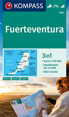 mappa Fuerteventura (Isole Canarie) con sentieri, spiagge, percorsi panoramici compatibile sistemi GPS Kompass n.240 2024