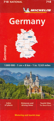 mappa Germania con Berlino, Amburgo, Koln, Francoforte, Monaco, Dresda stradale Michelin n.718 2024
