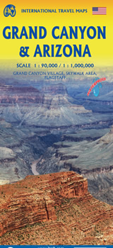 mappa Grand Canyon, Arizona con Canyon Village, Skywalk Area, e città di Flagstaff stradale impermeabile antistrappo