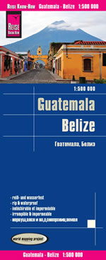 mappa Guatemala, Belize con spiagge, percorsi panoramici, parchi e riserve naturali stradale, impermeabile antistrappo