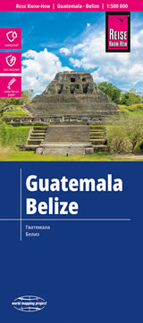 mappa Guatemala, Belize con spiagge, percorsi panoramici, parchi e riserve naturali stradale, impermeabile antistrappo 2024