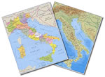 mappa Italia politica e fisica, plastificata, da scrivania stampata fronte retro 29,5 x 42 cm 2023