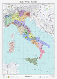 mappa Italia Politica murale 70 x 100 cm cartografia aggiornata con confini di e province 2023