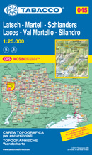 mappa topografica n.045 - Laces/Latsch, Val Martello, Silandro/Schlanders, Parco Nazionale dello Stelvio, Cevedale, S. Gertrude - con reticolo UTM compatibile con sistemi GPS